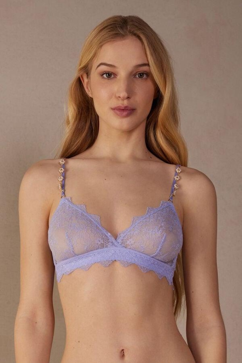 Intimissimi Cover Me in Daisies Emma Triangle Women\'s Bras Lavender | USA 1146TVJ