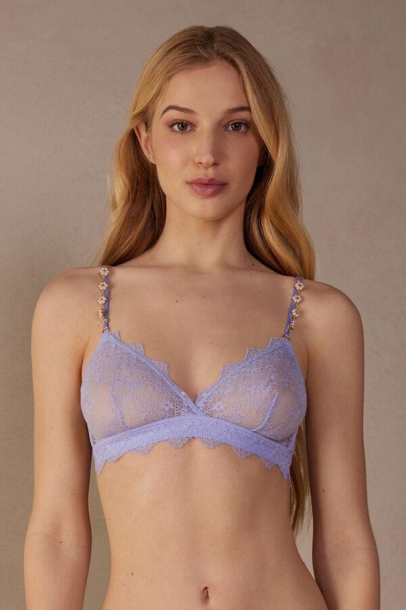 Intimissimi Cover Me in Daisies Emma Triangle Women\'s Bras Lavender | USA 1366JJE