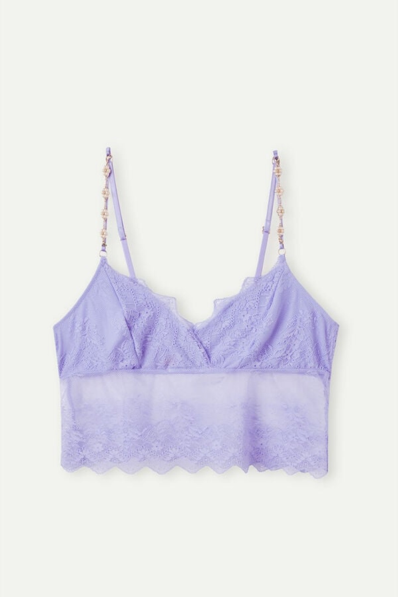 Intimissimi Cover Me in Daisies Lace Bra Women's Tank Top Purple / Lavender | USA 1752DNN