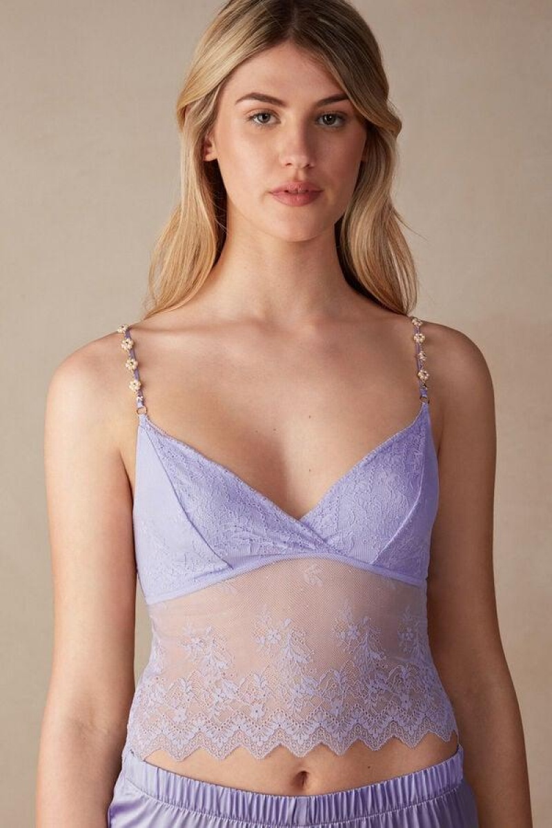 Intimissimi Cover Me in Daisies Lace Top Women\'s Bras Lavender | USA 1230APV