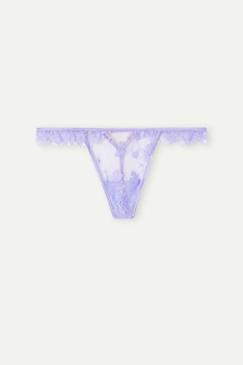 Intimissimi Cover Me in Daisies String Thong Women's Panties Lavender | USA 2235WYF