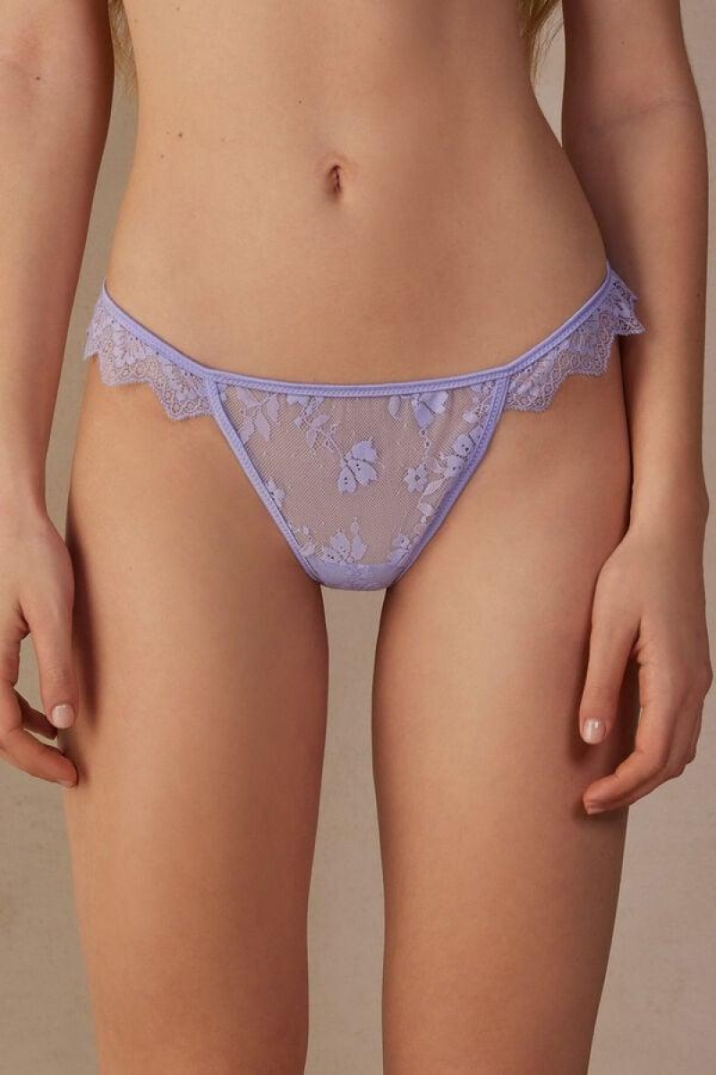 Intimissimi Cover Me in Daisies String Thong Women\'s Panties Lavender | USA 2235WYF