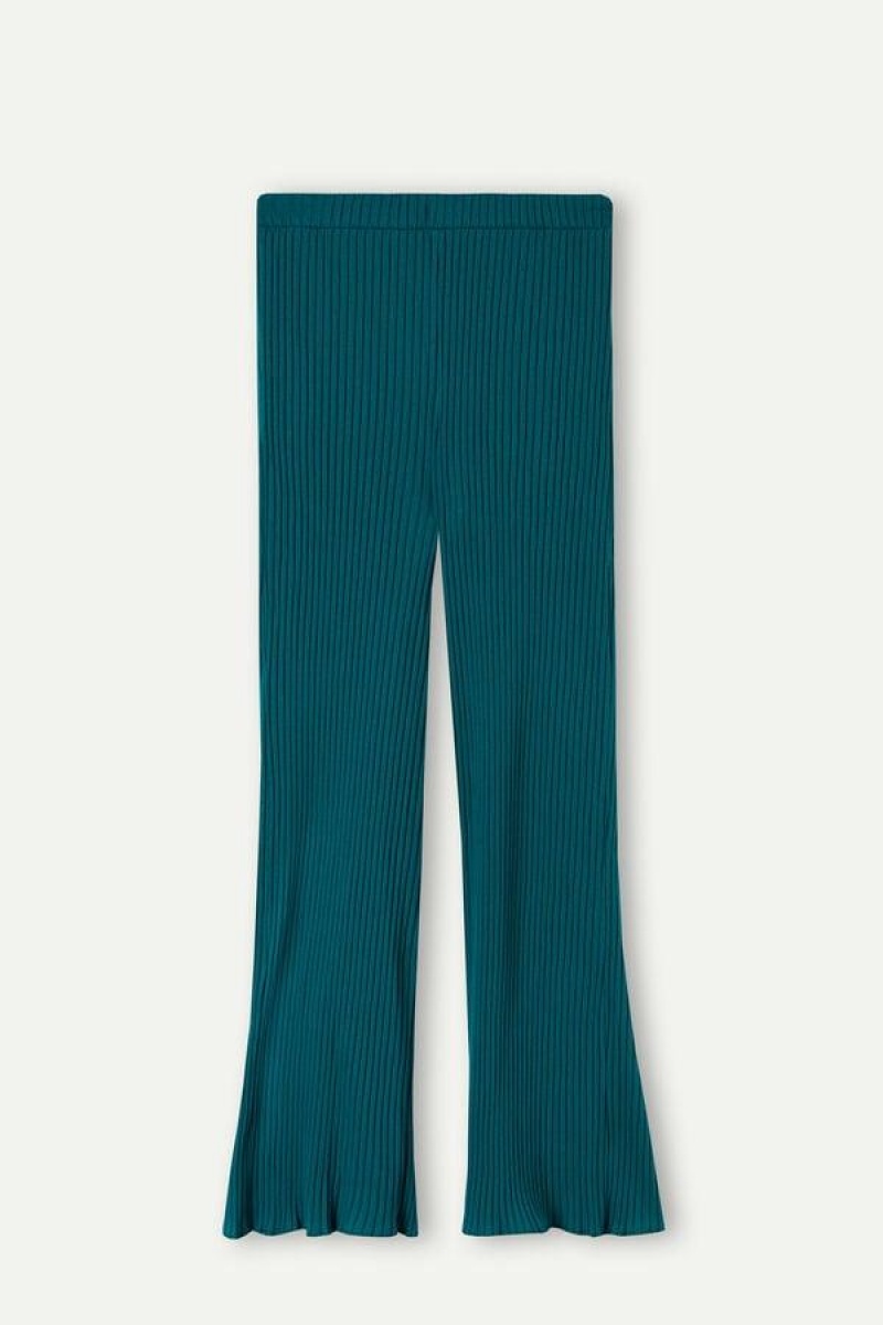 Intimissimi Cozy Mountains Ribbed Pants Women's Pajamas Green | USA 2058UTL