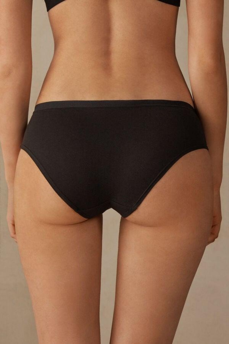 Intimissimi Cozy in Cotton Women's Panties Black | USA 2396ISL