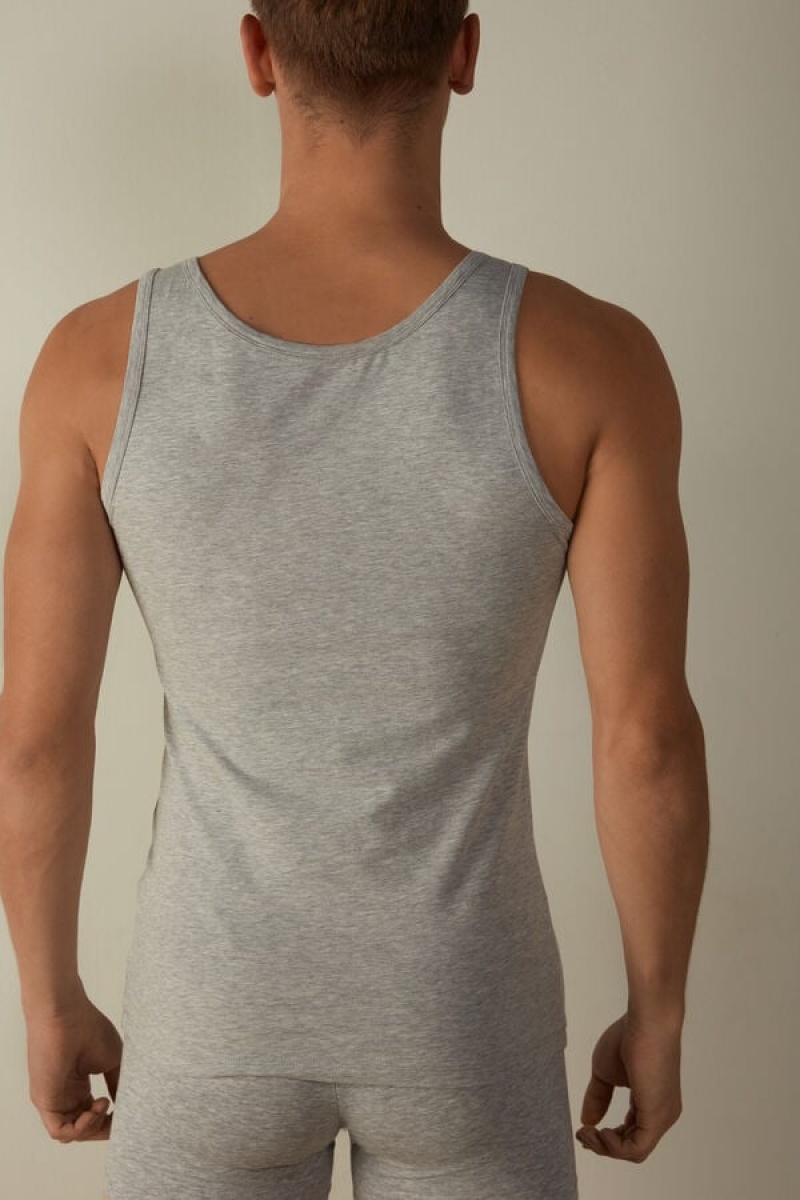 Intimissimi Crew Neck Men's Tank Top Light Grey | USA 3034RWU