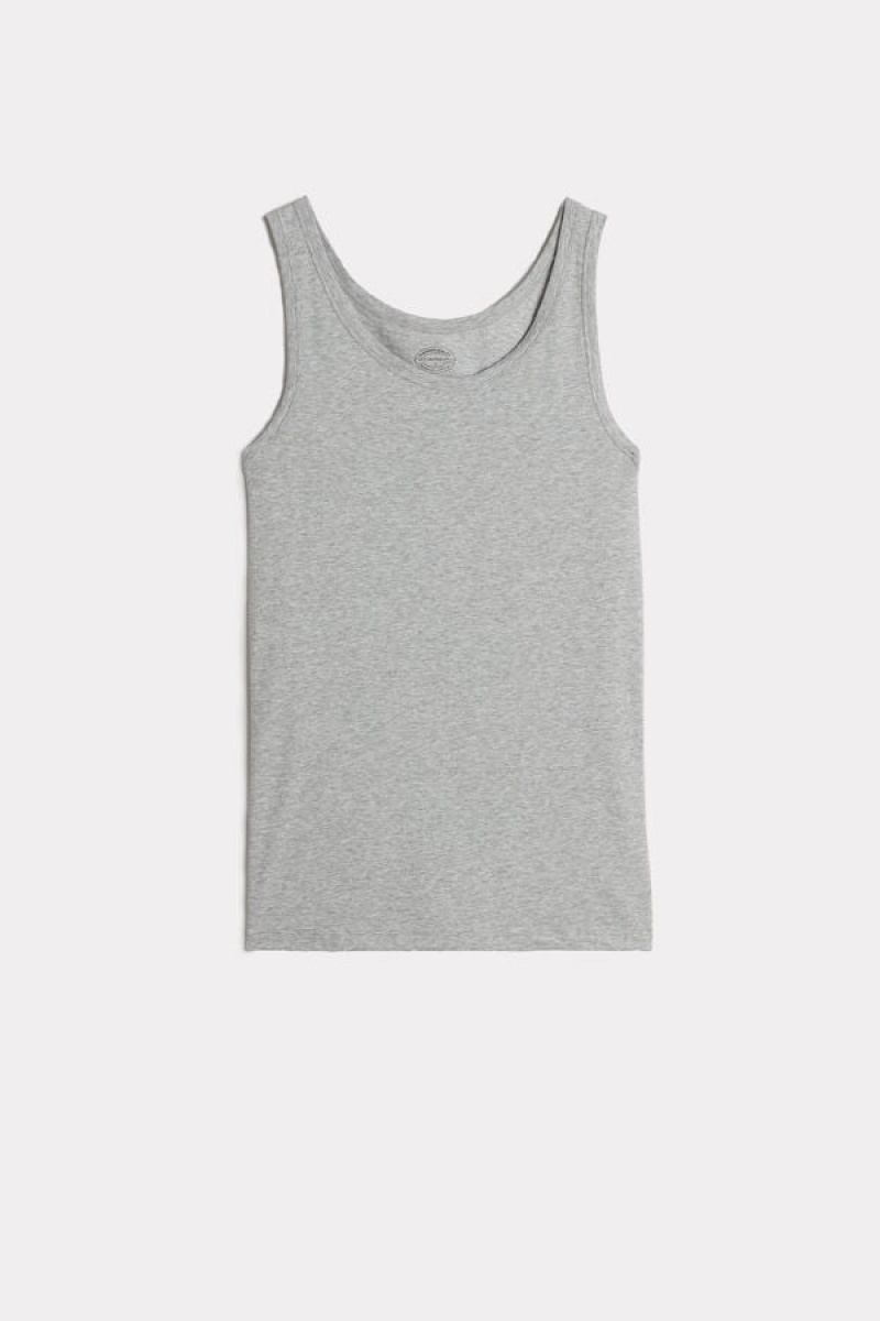 Intimissimi Crew Neck Men's Tank Top Light Grey | USA 3034RWU