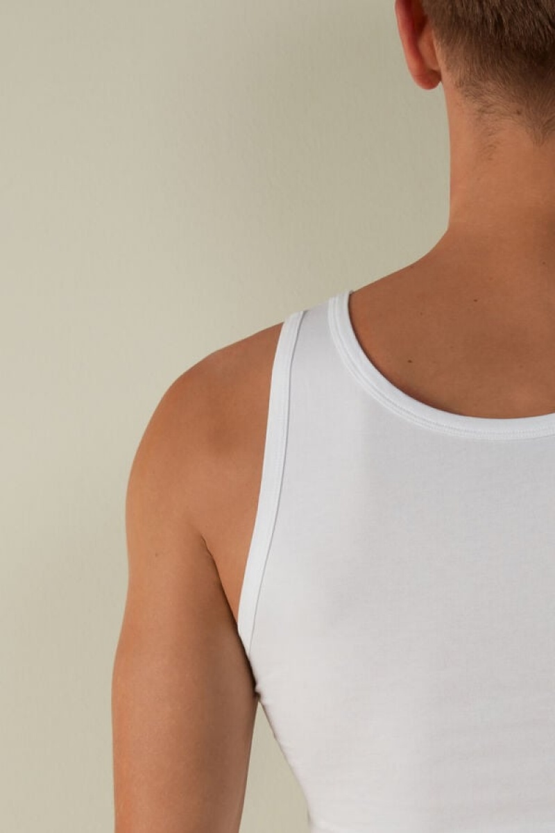 Intimissimi Crew Neck Men's Tank Top White | USA 3037QZP