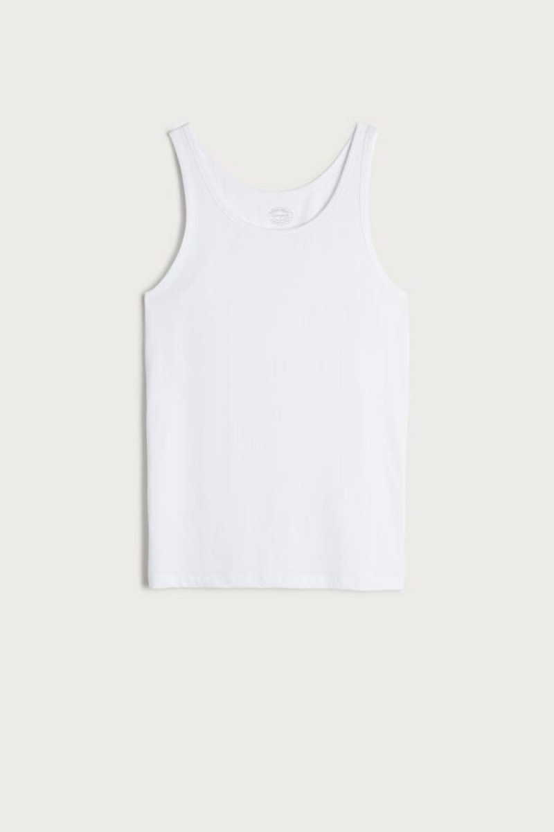 Intimissimi Crew Neck Men's Tank Top White | USA 3037QZP