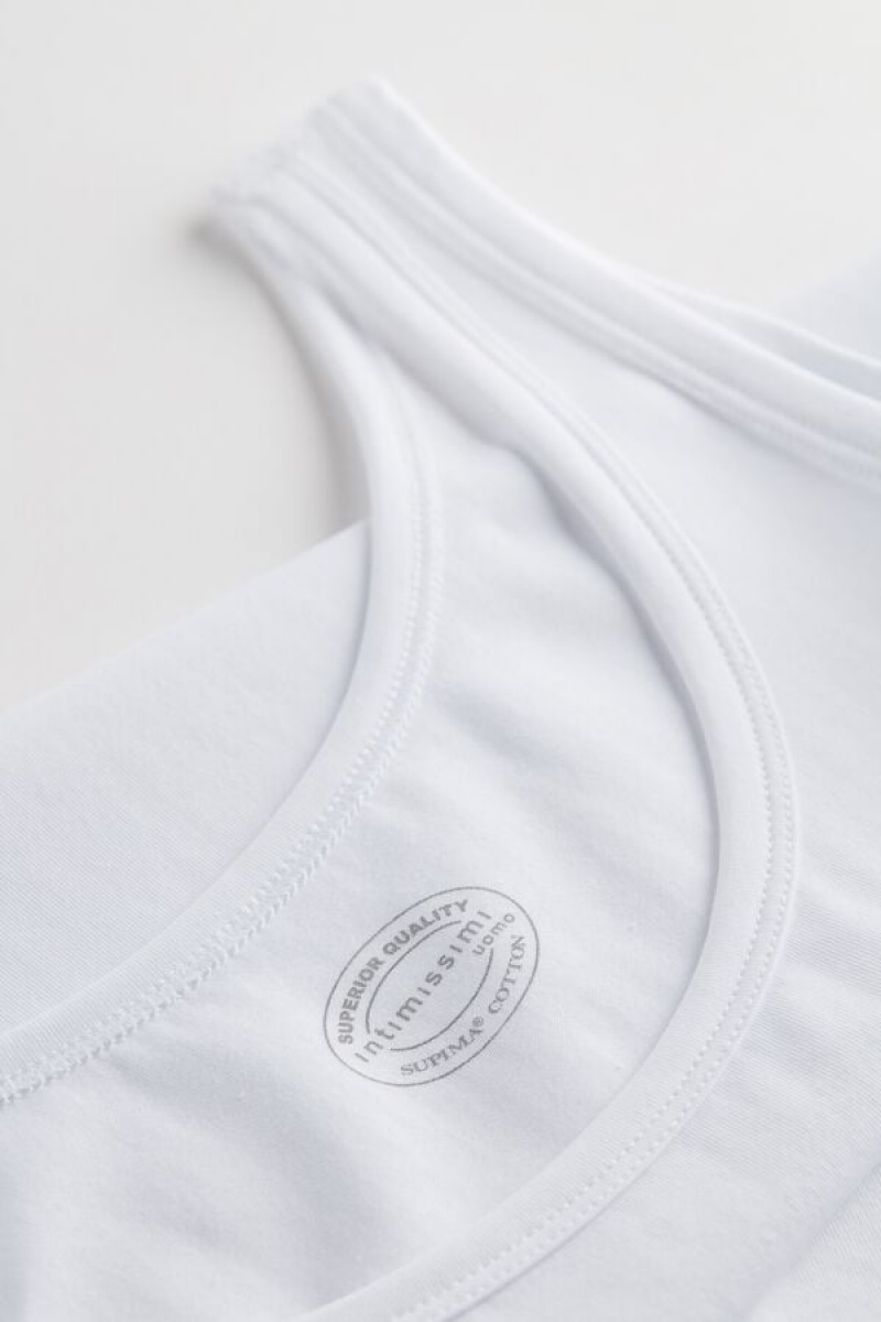 Intimissimi Crew Neck Men's Tank Top White | USA 3037QZP