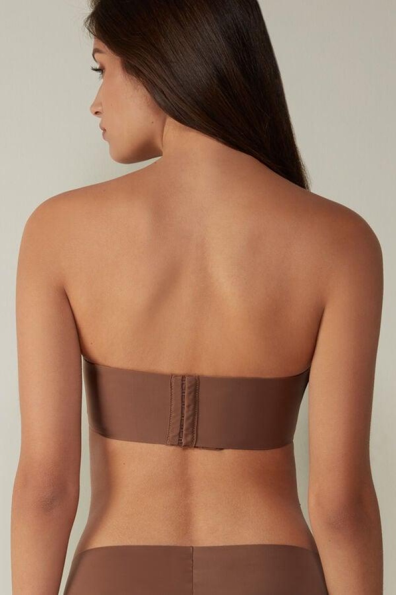 Intimissimi Daila Ultralight Microfiber Bandeau Women's Bras Dark Beige | USA 1206DNN