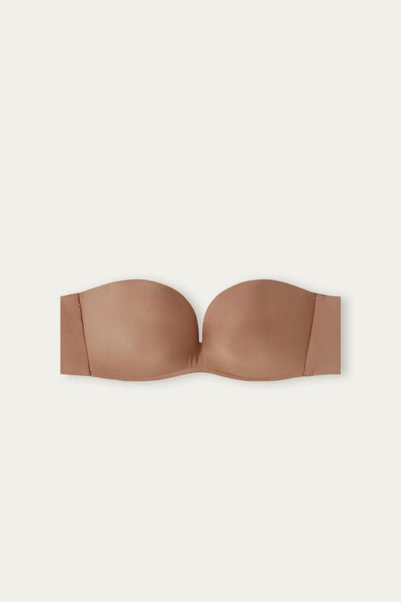 Intimissimi Daila Ultralight Microfiber Bandeau Women's Bras Beige | USA 1207FMM