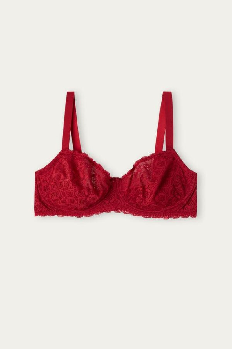 Intimissimi Daniela Balconette in Lace Women's Bras Red | USA 1579CEI