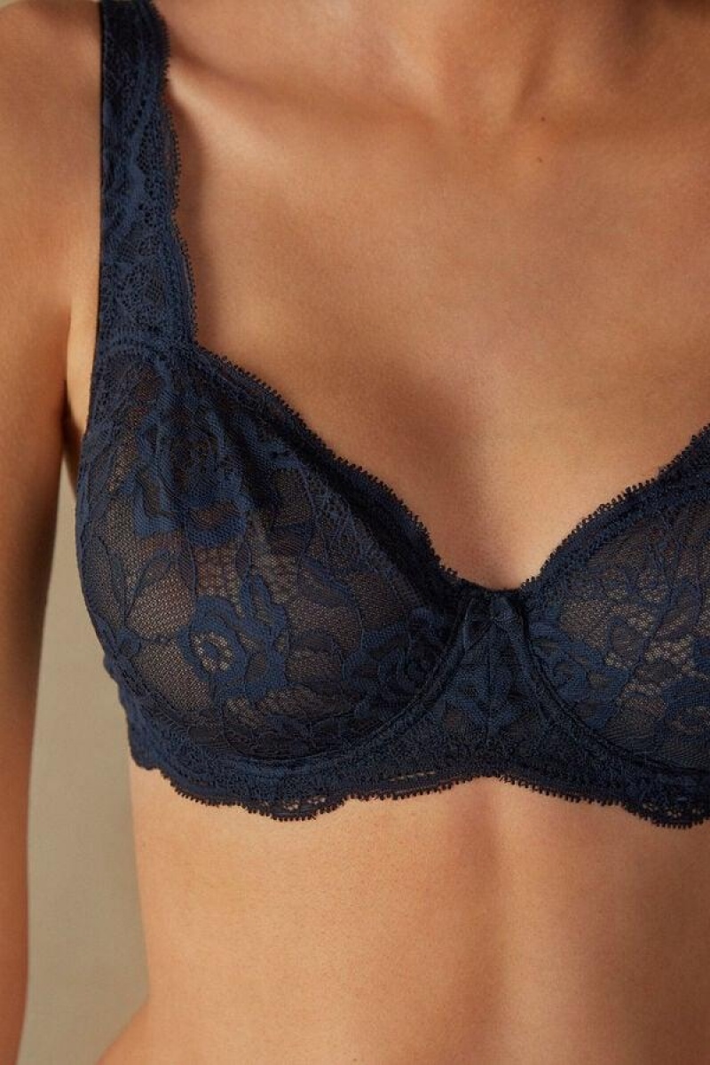 Intimissimi Daniela Lace Balconette Women's Bras Blue | USA 1629ZGY