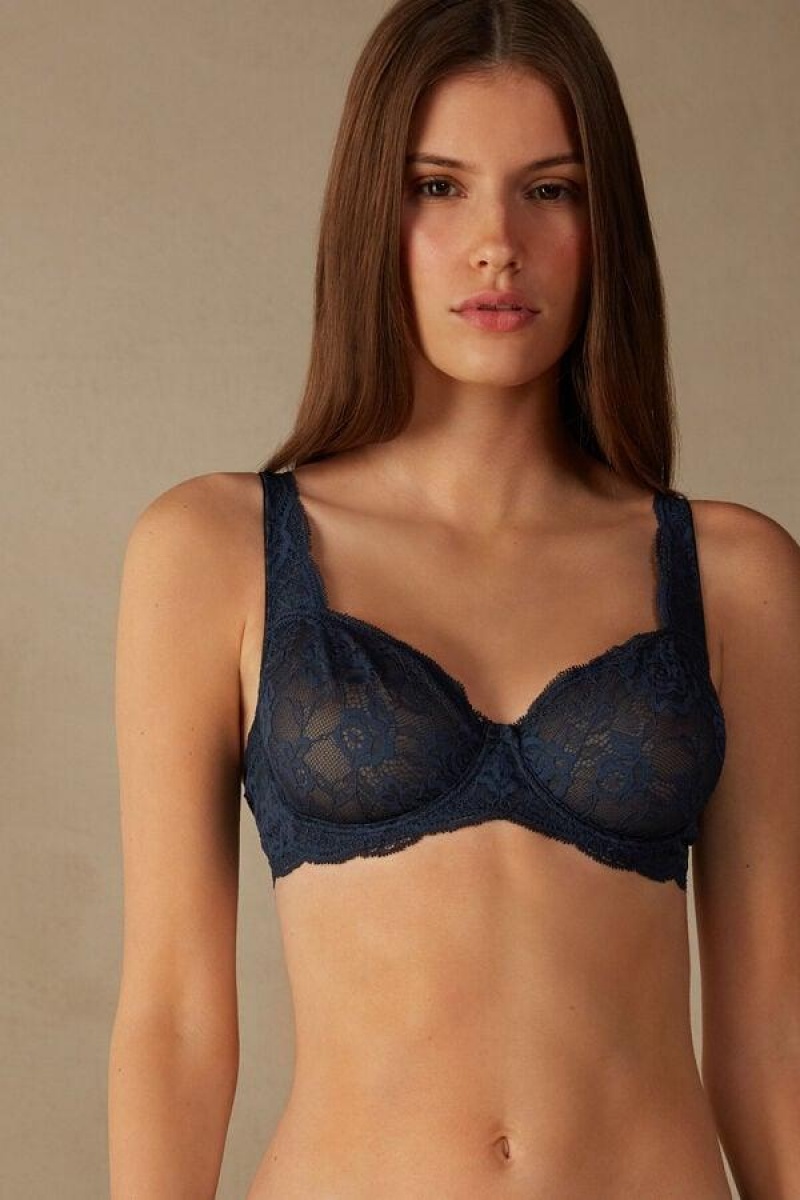 Intimissimi Daniela Lace Balconette Women\'s Bras Blue | USA 1629ZGY