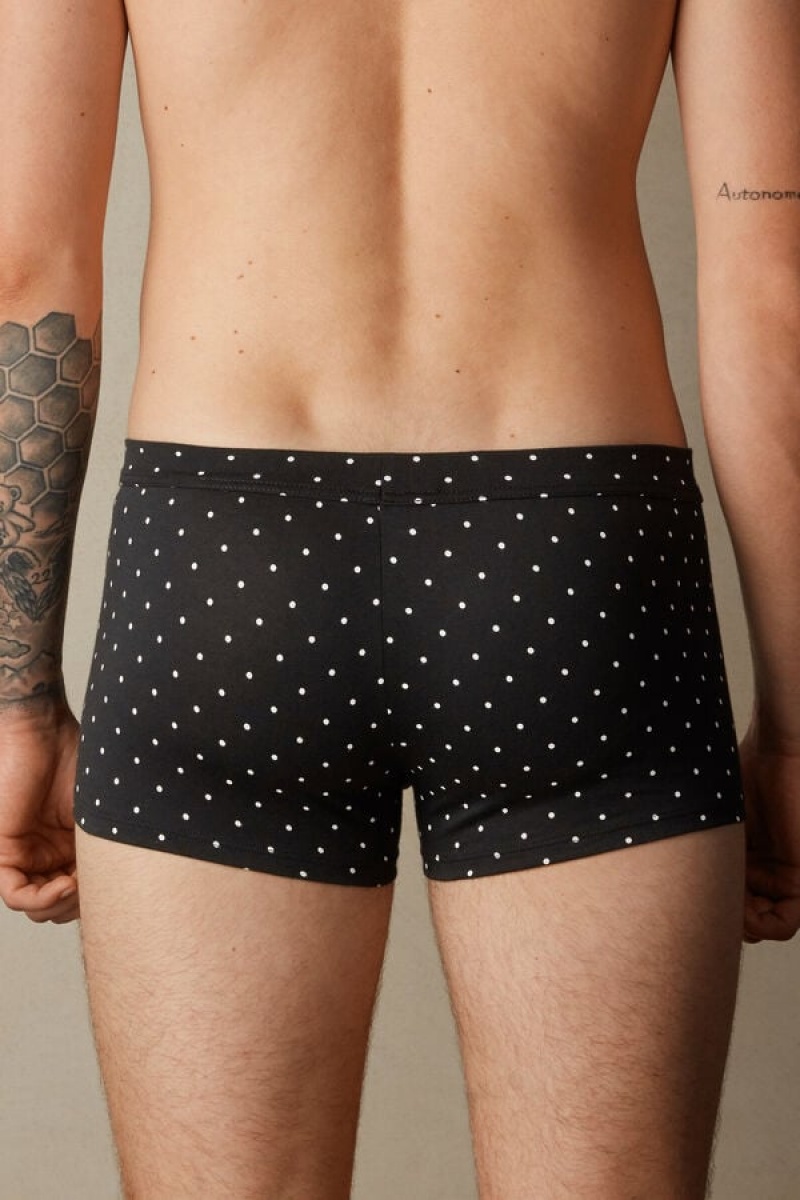 Intimissimi Dotted in Stretch Supima® Cotton Men's Boxer Black | USA 2600SOG