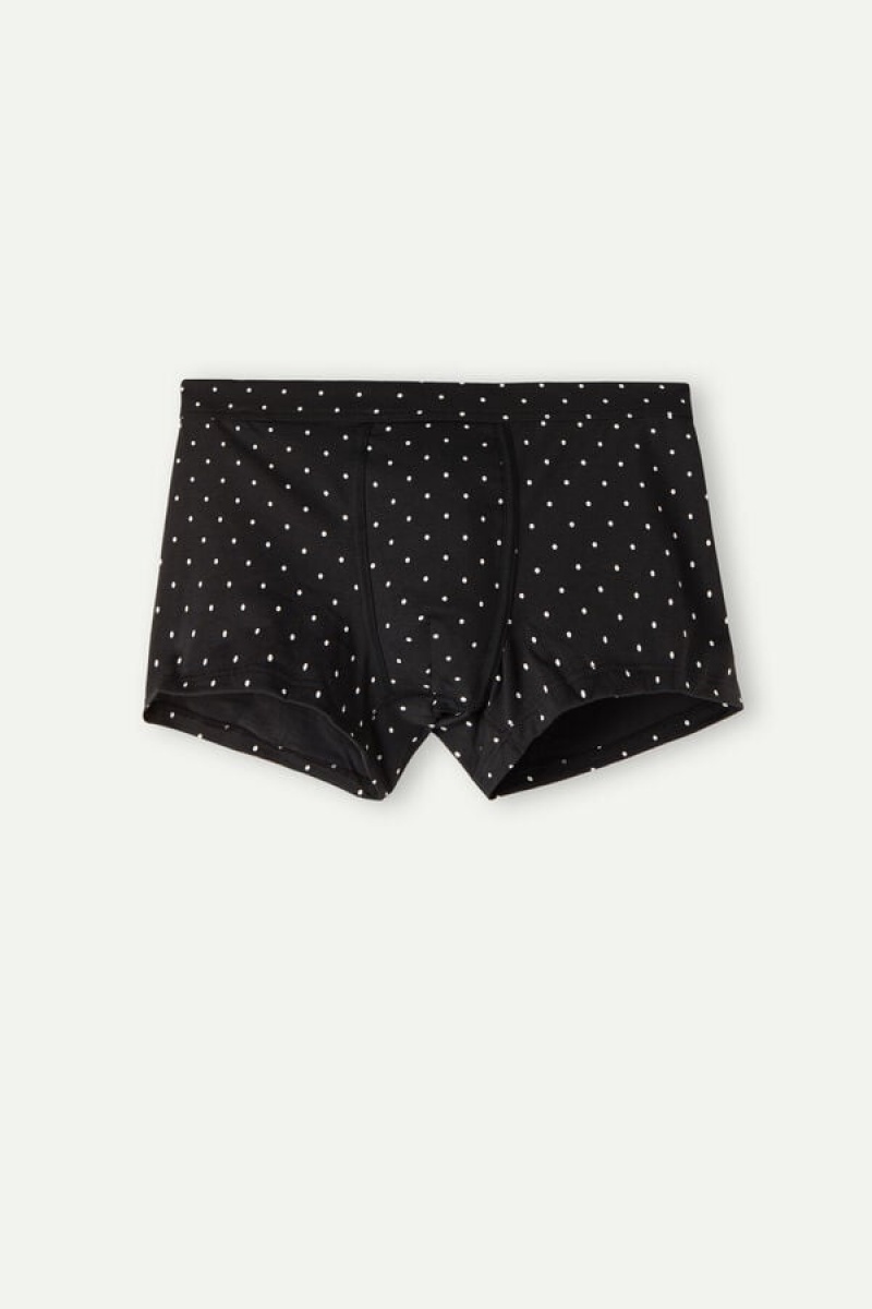 Intimissimi Dotted in Stretch Supima® Cotton Men's Boxer Black | USA 2600SOG