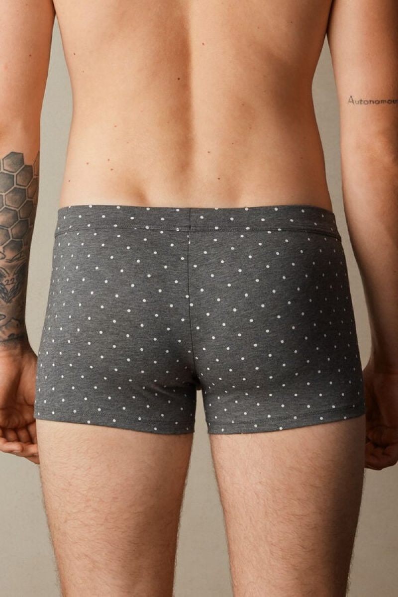 Intimissimi Dotted in Stretch Supima® Cotton Men's Boxer Deep Grey | USA 2659BCC