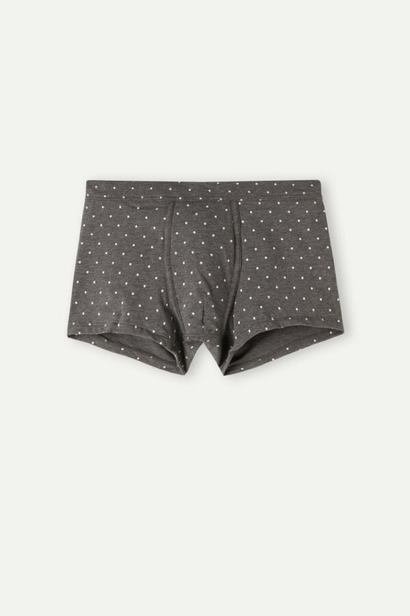 Intimissimi Dotted in Stretch Supima® Cotton Men's Boxer Deep Grey | USA 2659BCC