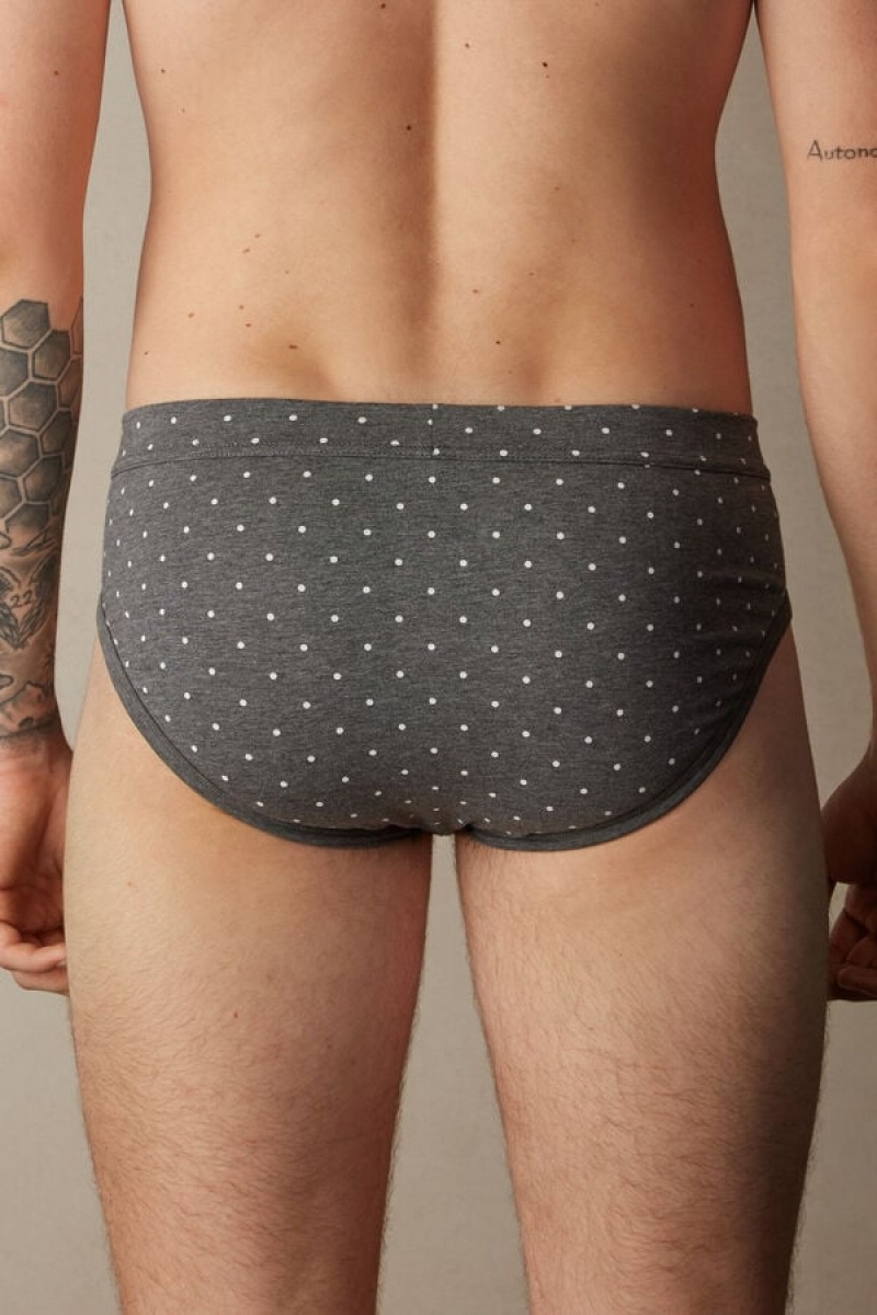 Intimissimi Dotted in Stretch Supima® Cotton Men's Briefs Deep Grey | USA 2717APW