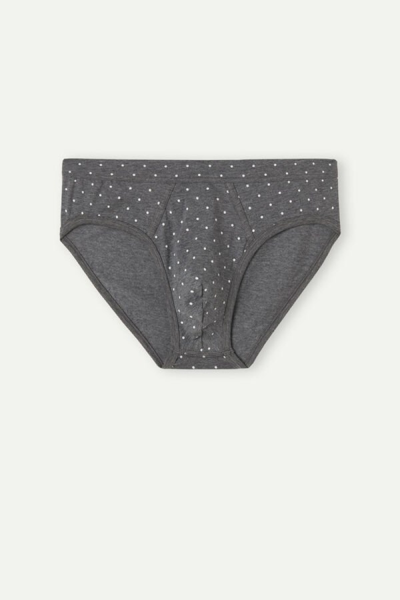 Intimissimi Dotted in Stretch Supima® Cotton Men's Briefs Deep Grey | USA 2717APW