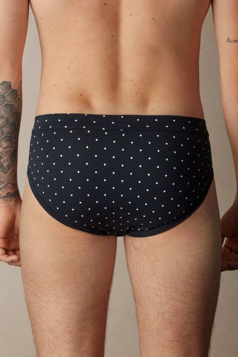 Intimissimi Dotted in Stretch Supima® Cotton Men's Briefs Blue | USA 2718PQE