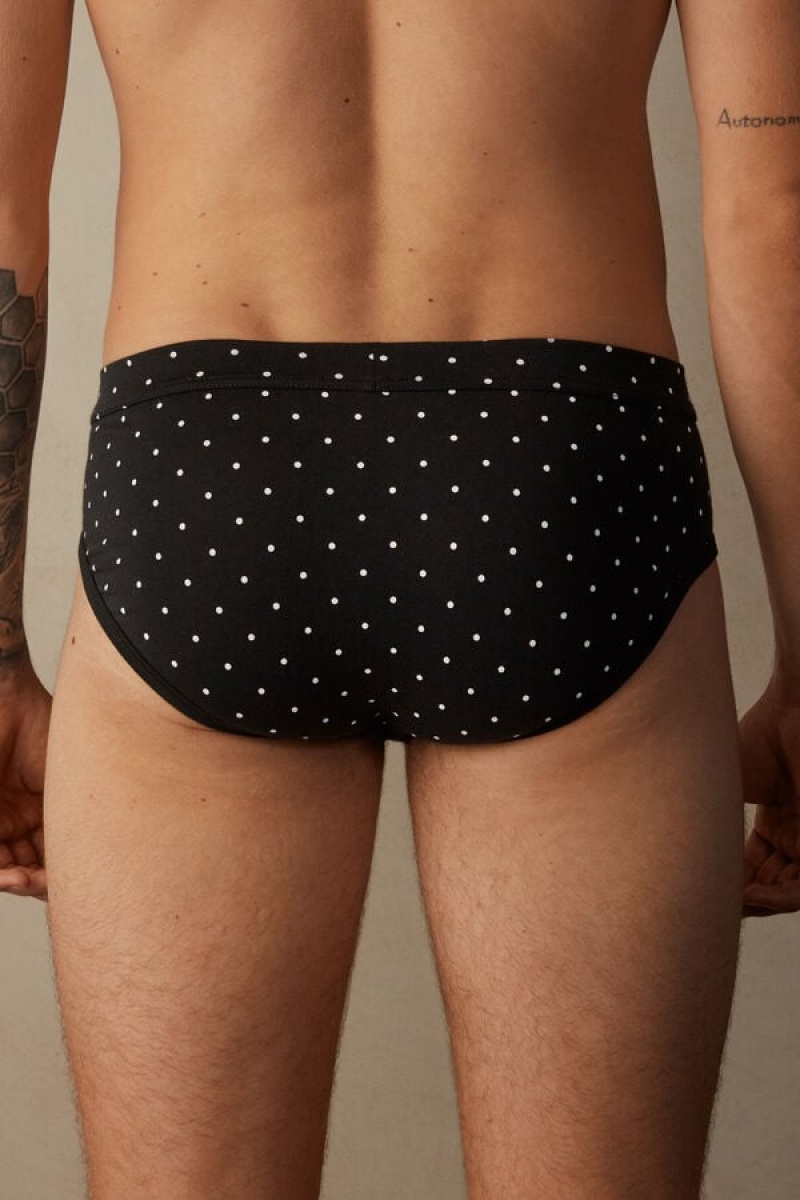 Intimissimi Dotted in Stretch Supima® Cotton Men's Briefs Black | USA 2721UTY