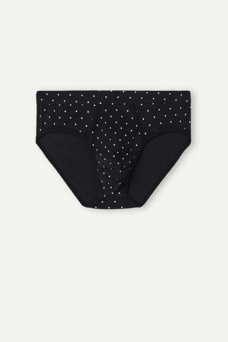 Intimissimi Dotted in Stretch Supima® Cotton Men's Briefs Black | USA 2721UTY