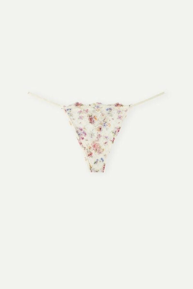 Intimissimi Dreaming of Spring String Thong Women's Panties White | USA 2238TVJ