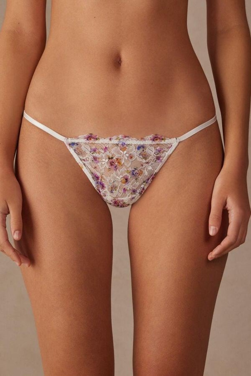 Intimissimi Dreaming of Spring String Thong Women\'s Panties White | USA 2238TVJ