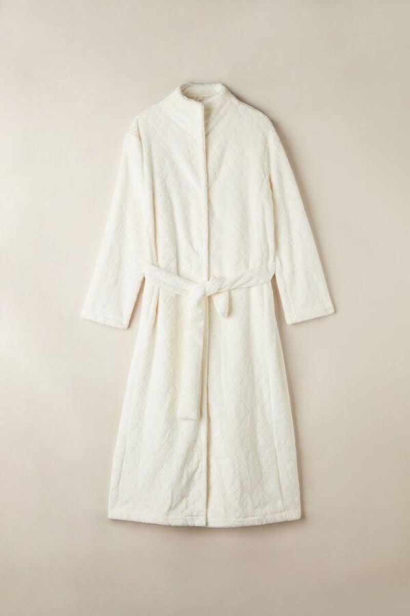 Intimissimi Elegant Night Long Robe Women's Pajamas White | USA 2200LHT