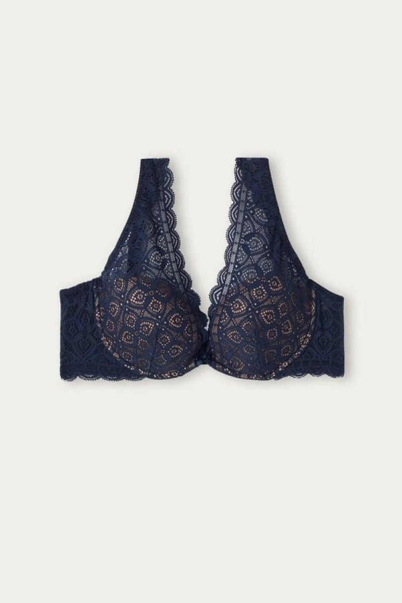 Intimissimi Elena Balconette in Lace Women's Bras Blue | USA 1248EXG