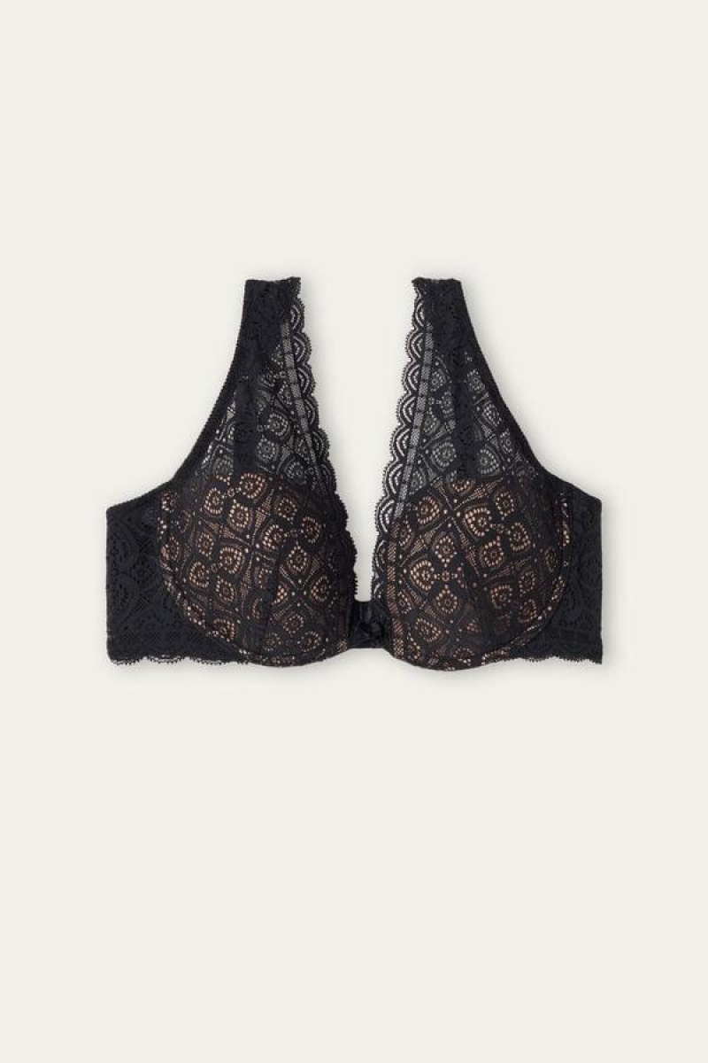 Intimissimi Elena Balconette in Lace Women's Bras Black | USA 1596DNN