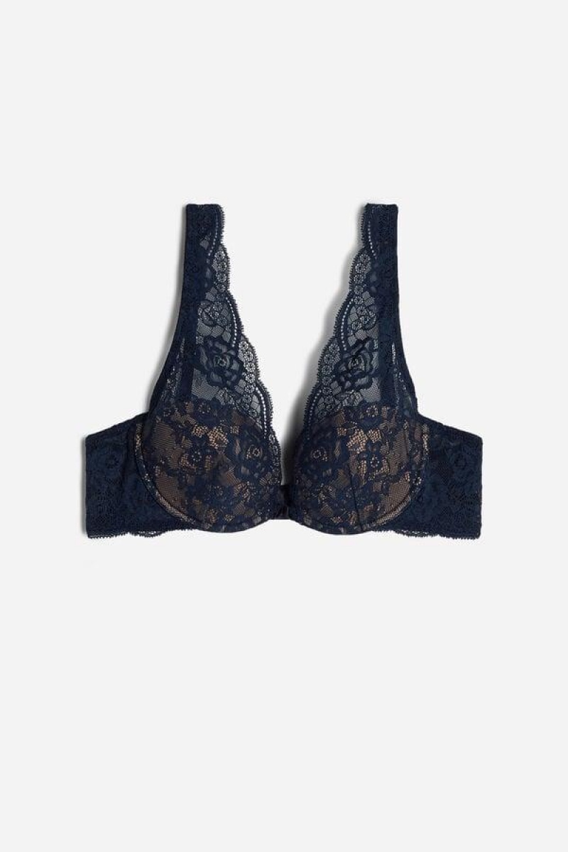 Intimissimi Elena Lace Balconette Women's Bras Blue | USA 1112VDO