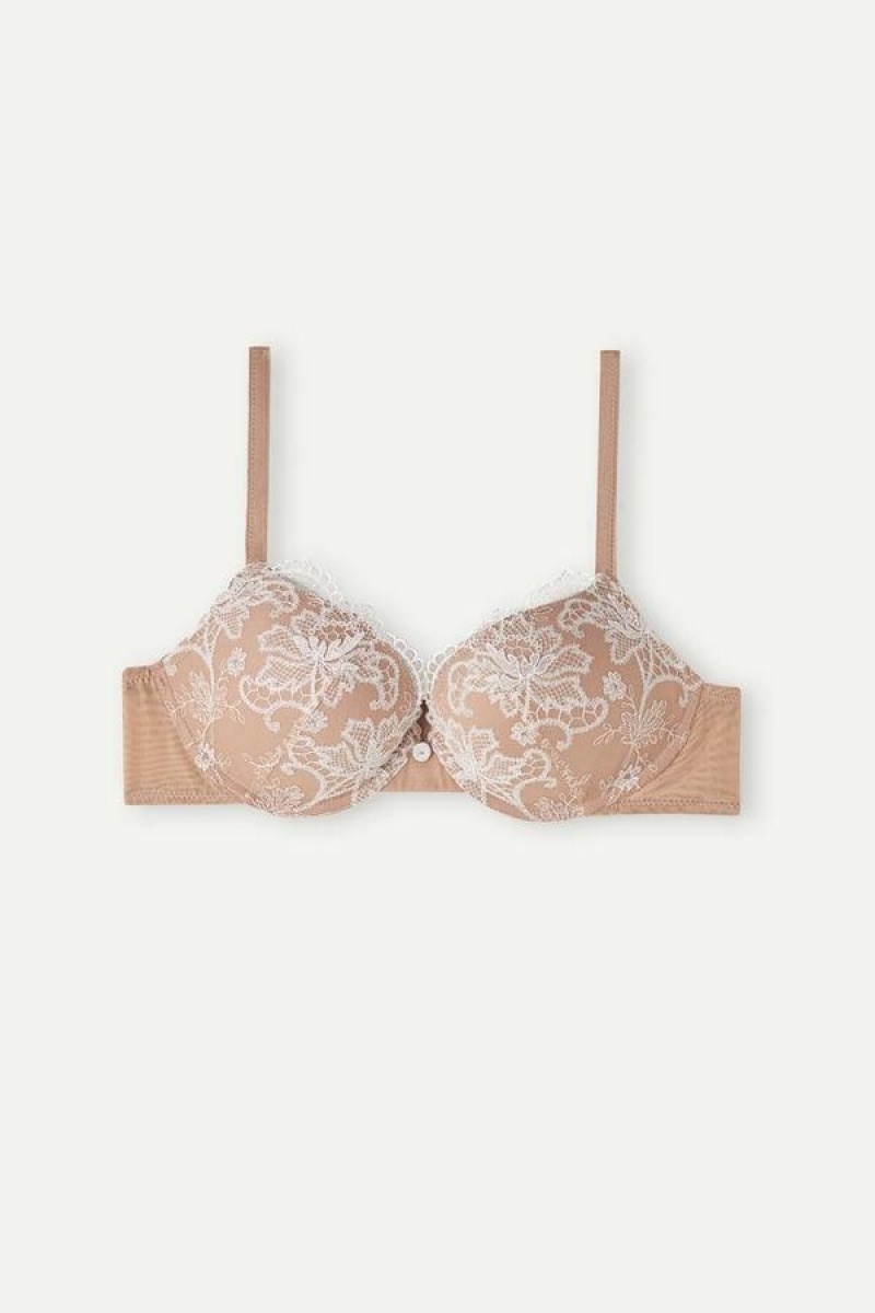 Intimissimi Elettra Lovely Day Super Push-up Women's Bras Beige | USA 1301RWH