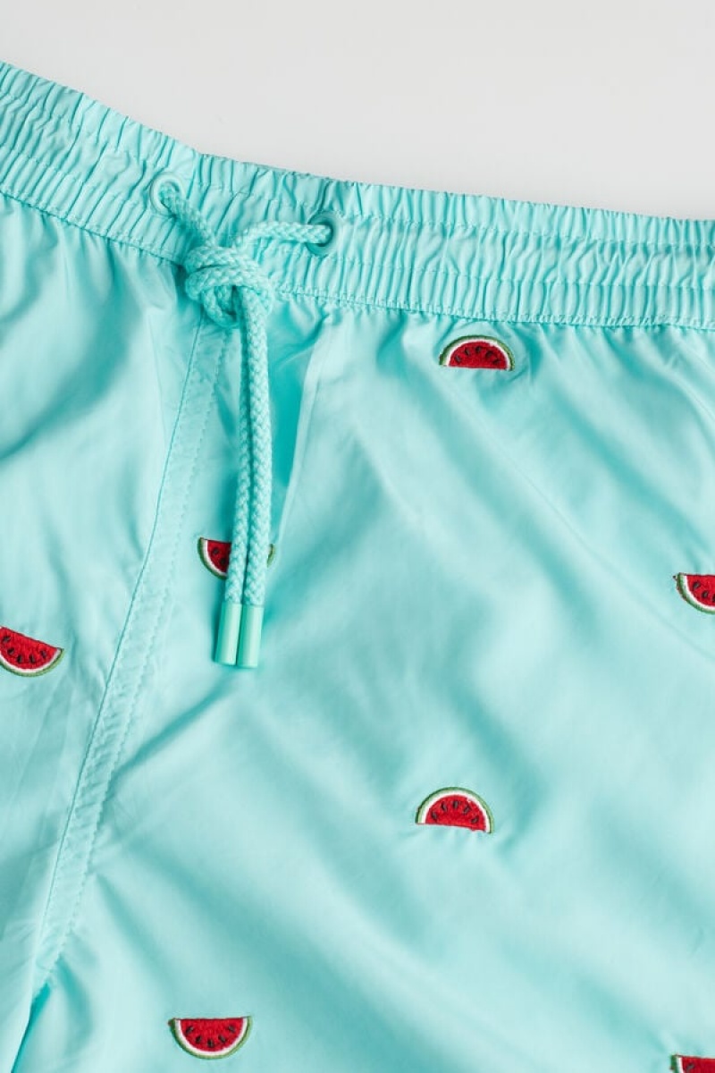 Intimissimi Embroidered Watermelon Men's Swim Shorts Light Turquoise / Green | USA 2729NBF