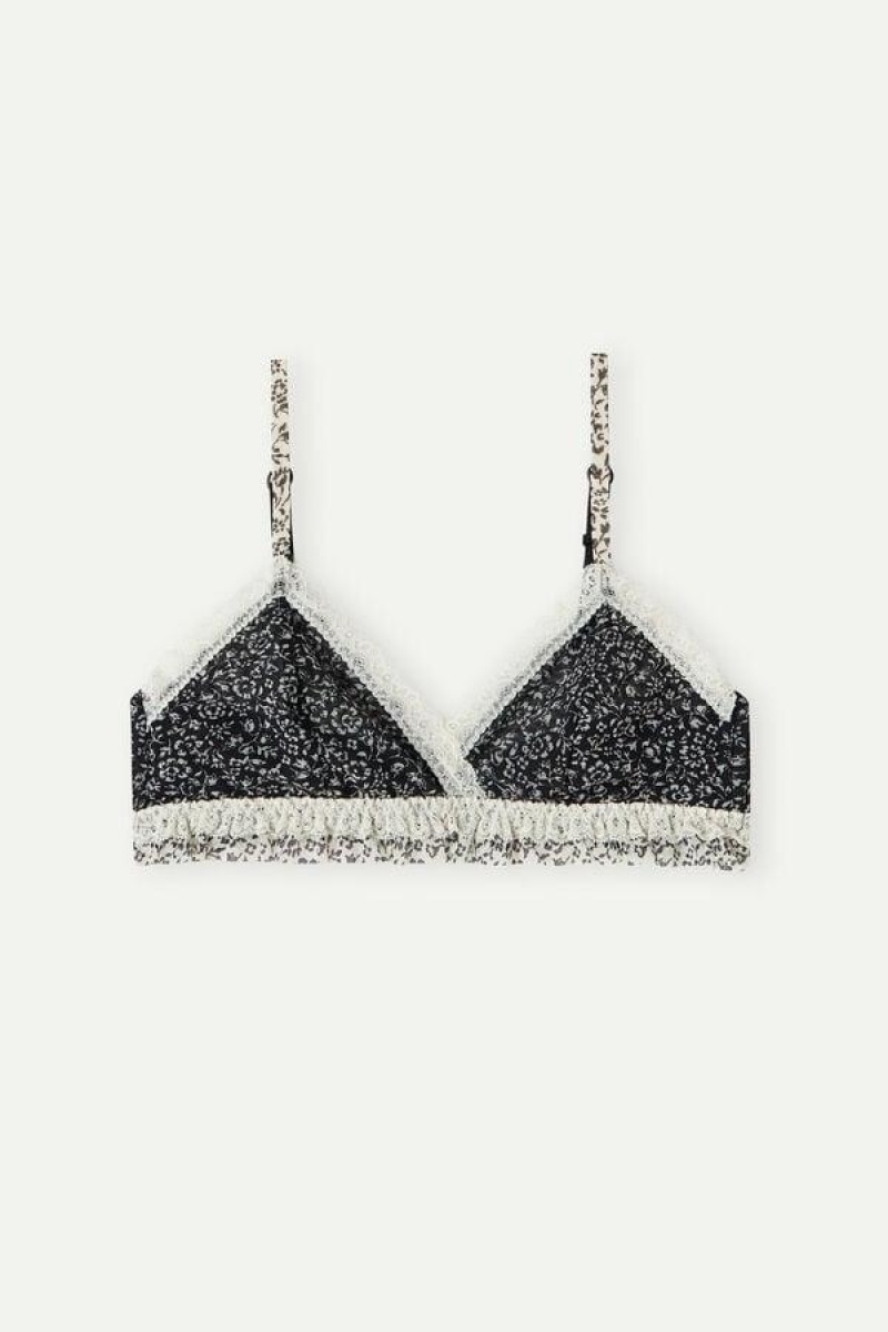 Intimissimi Emma A Floral Affair Triangle Women's Bras Black | USA 1159KIR