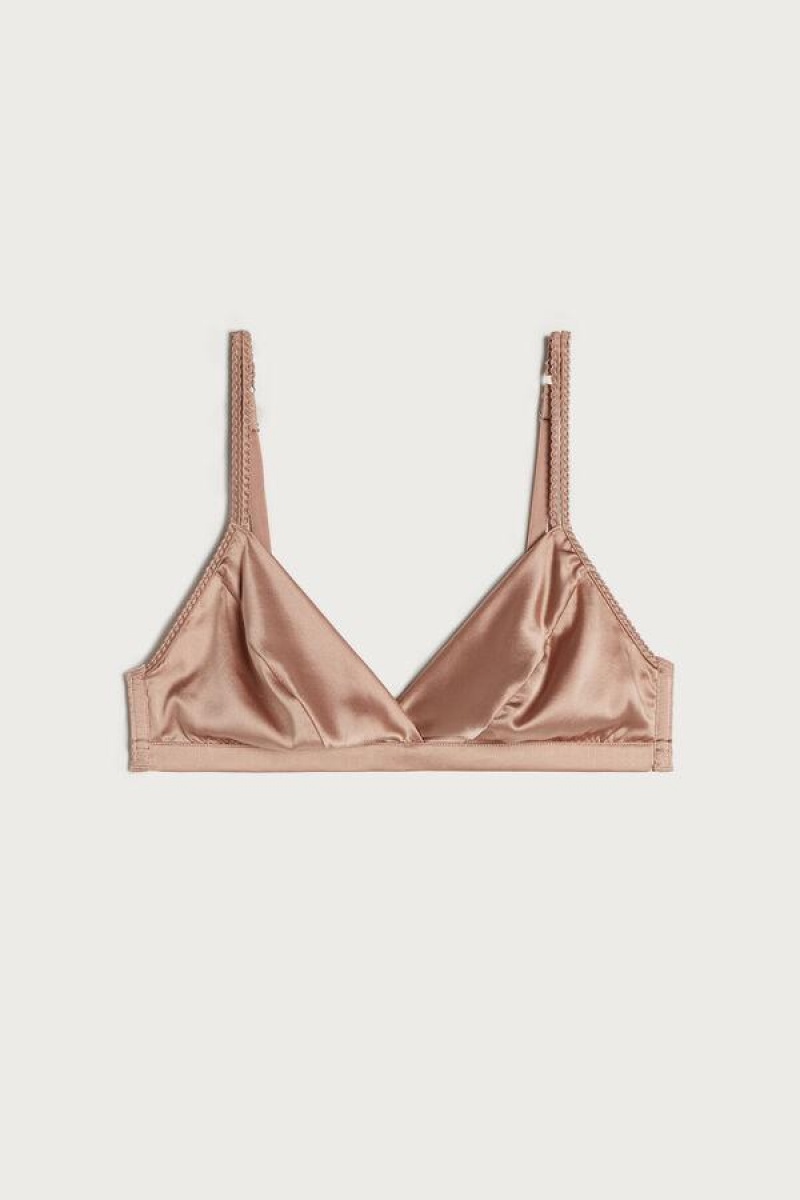 Intimissimi Emma Silk Triangle Women's Bras Pink | USA 1445KIR