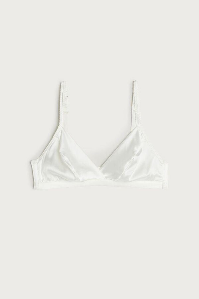 Intimissimi Emma Silk Triangle Women's Bras White | USA 1447ZGY