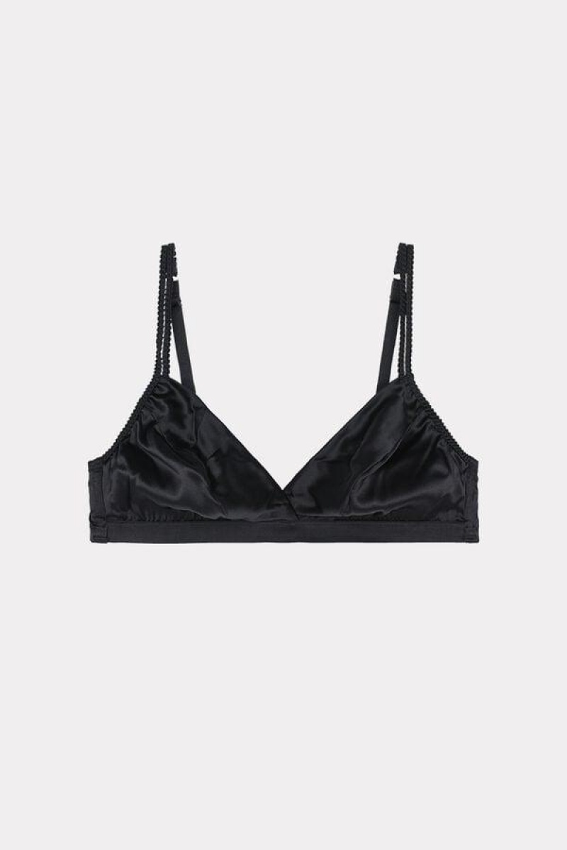 Intimissimi Emma Silk Triangle Women's Bras Black | USA 1448XFU