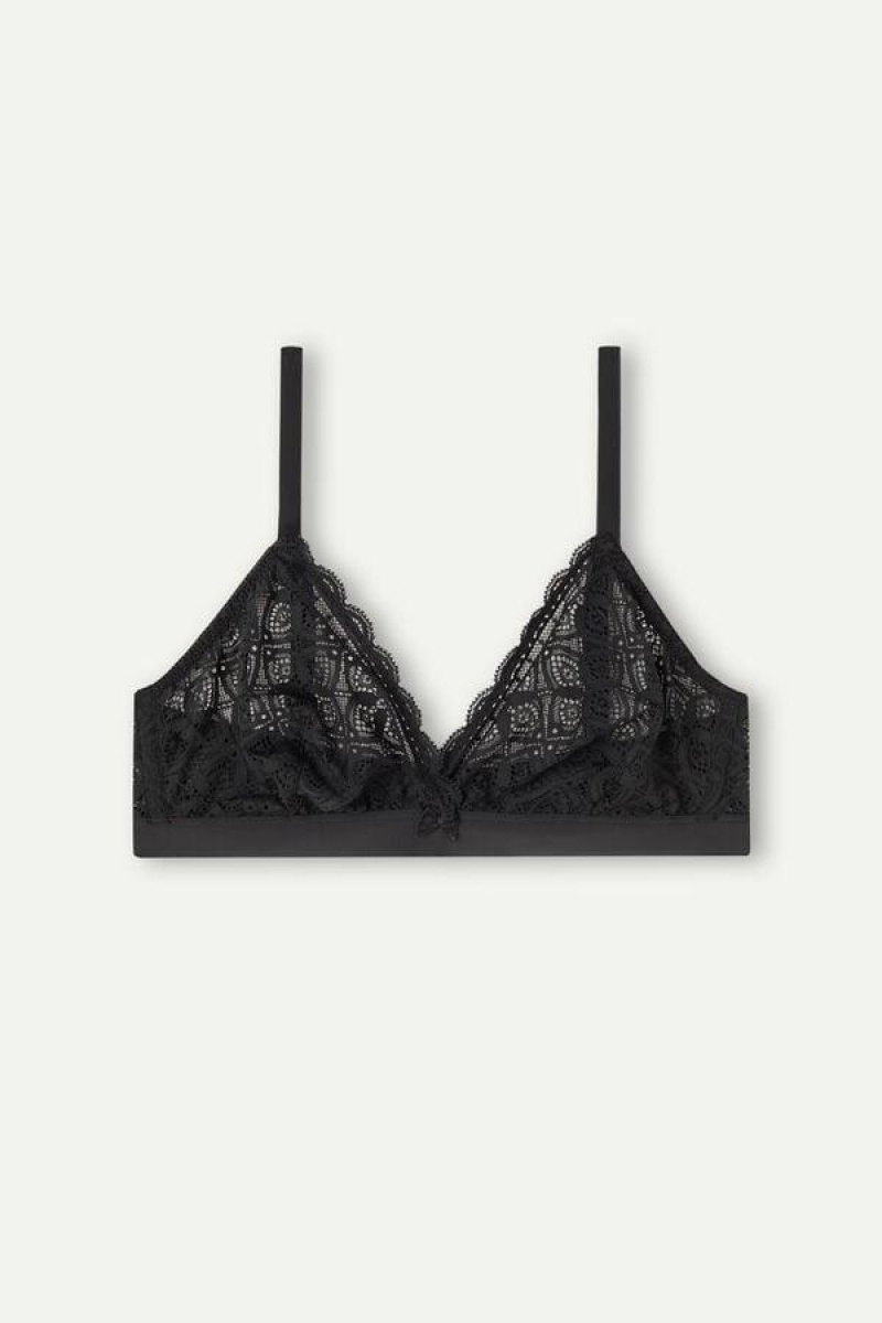 Intimissimi Emma Triangle in Lace Women's Bras Black | USA 1133KIR