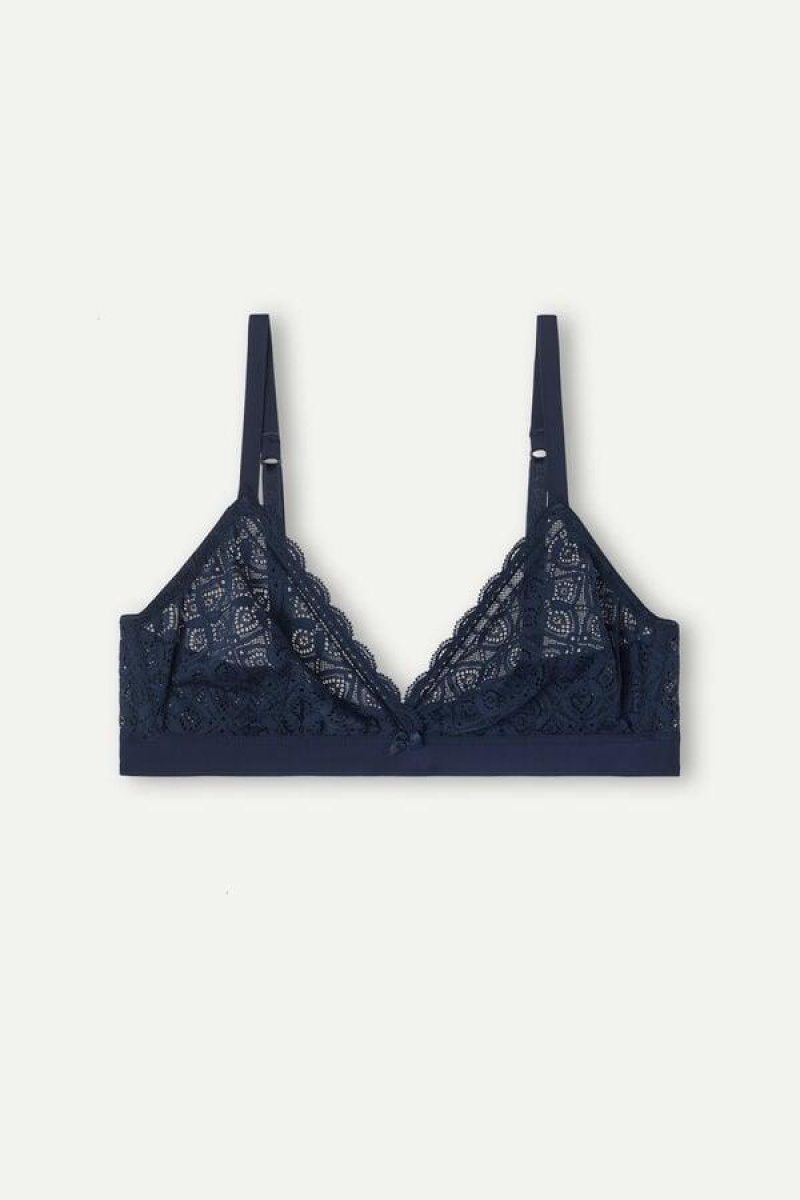 Intimissimi Emma Triangle in Lace Women's Bras Blue | USA 1400NBA