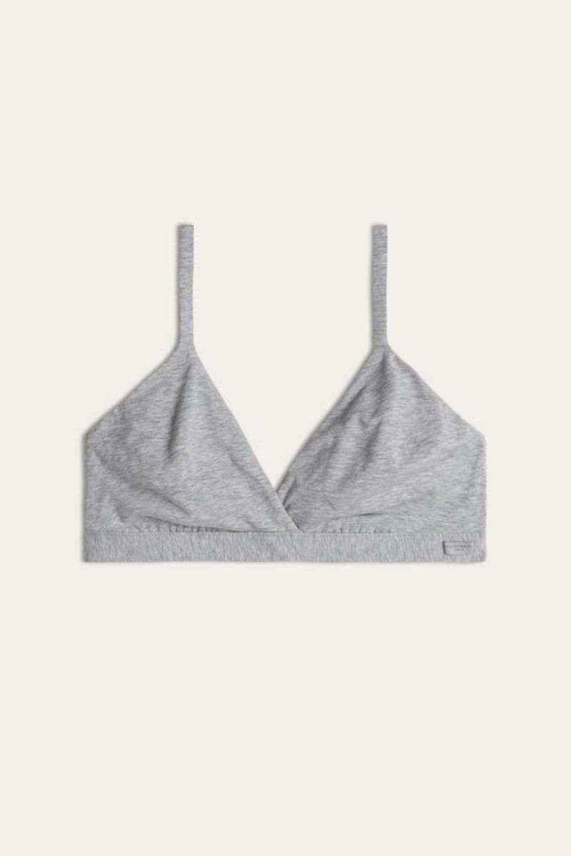 Intimissimi Emma Triangle in Natural Cotton Women's Bras Light Grey | USA 1183HKW