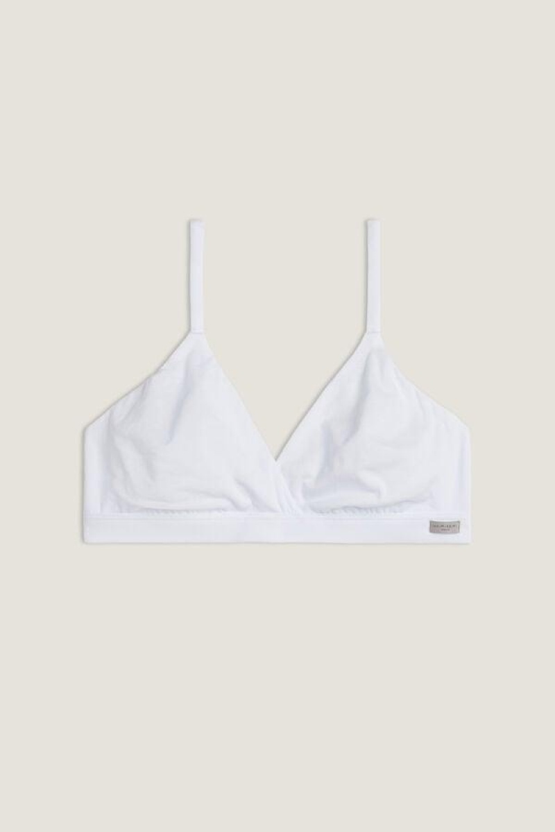 Intimissimi Emma Triangle in Natural Cotton Women's Bras White | USA 1433YUK