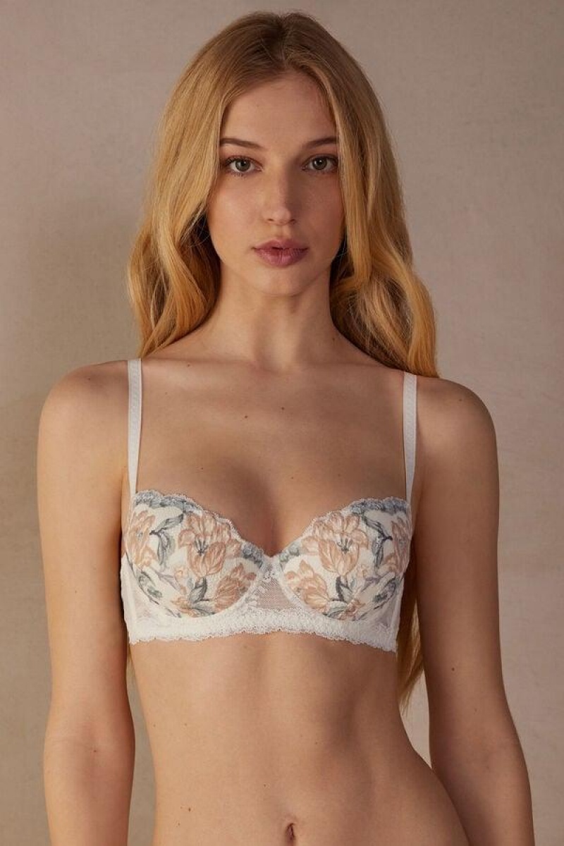 Intimissimi Ephemeral Beauty Sofia Balconette Women\'s Bras White | USA 1005ZGY