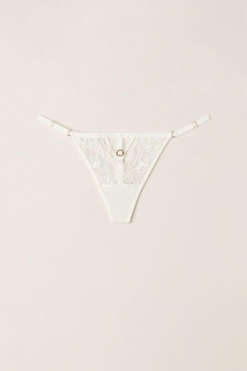 Intimissimi Fearless Femininity String Thong Women's Panties White | USA 2258NBA