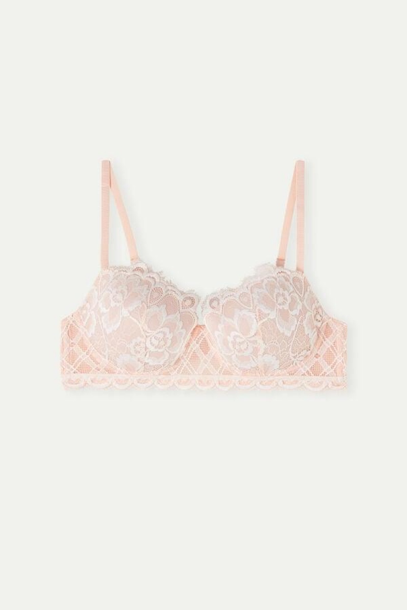 Intimissimi Floral Groove Sofia Balconette Women's Bras Light Pink / White | USA 1574JJE