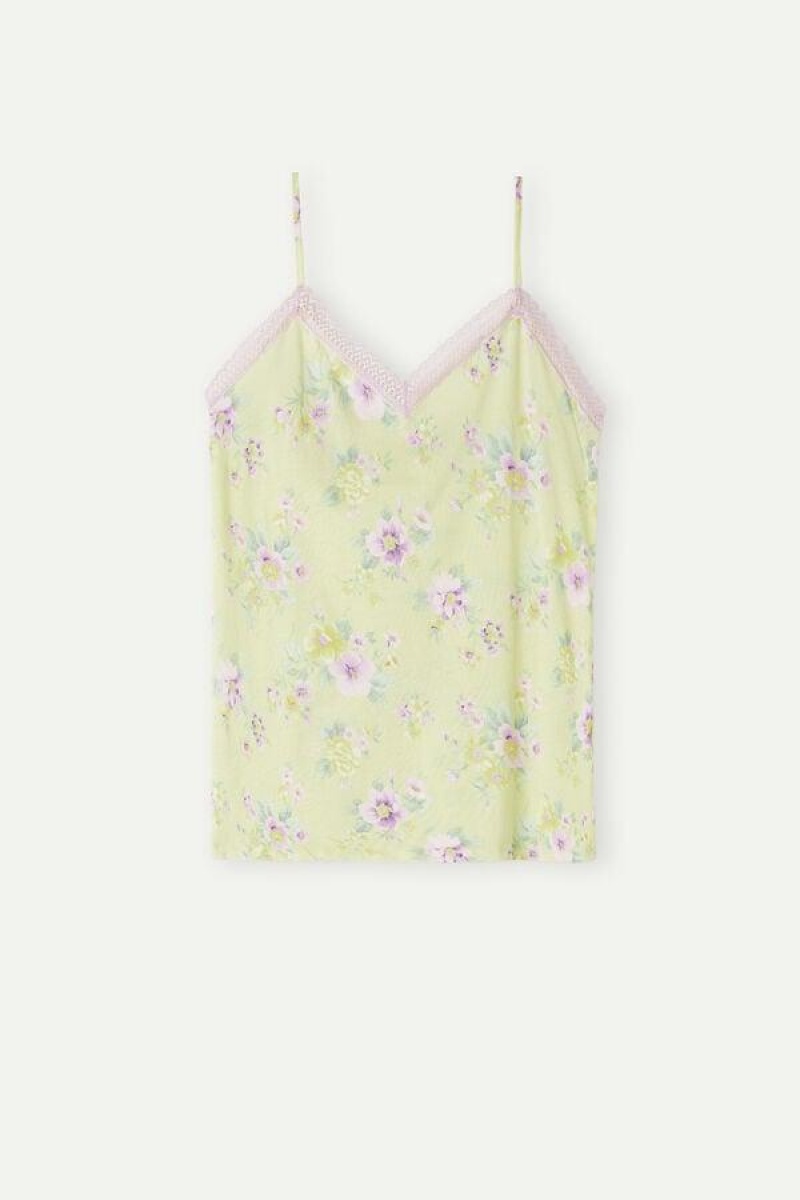 Intimissimi Flower Power Top in Supima® Ultrafresh Cotton Women's Pajamas Yellow | USA 2121KIR