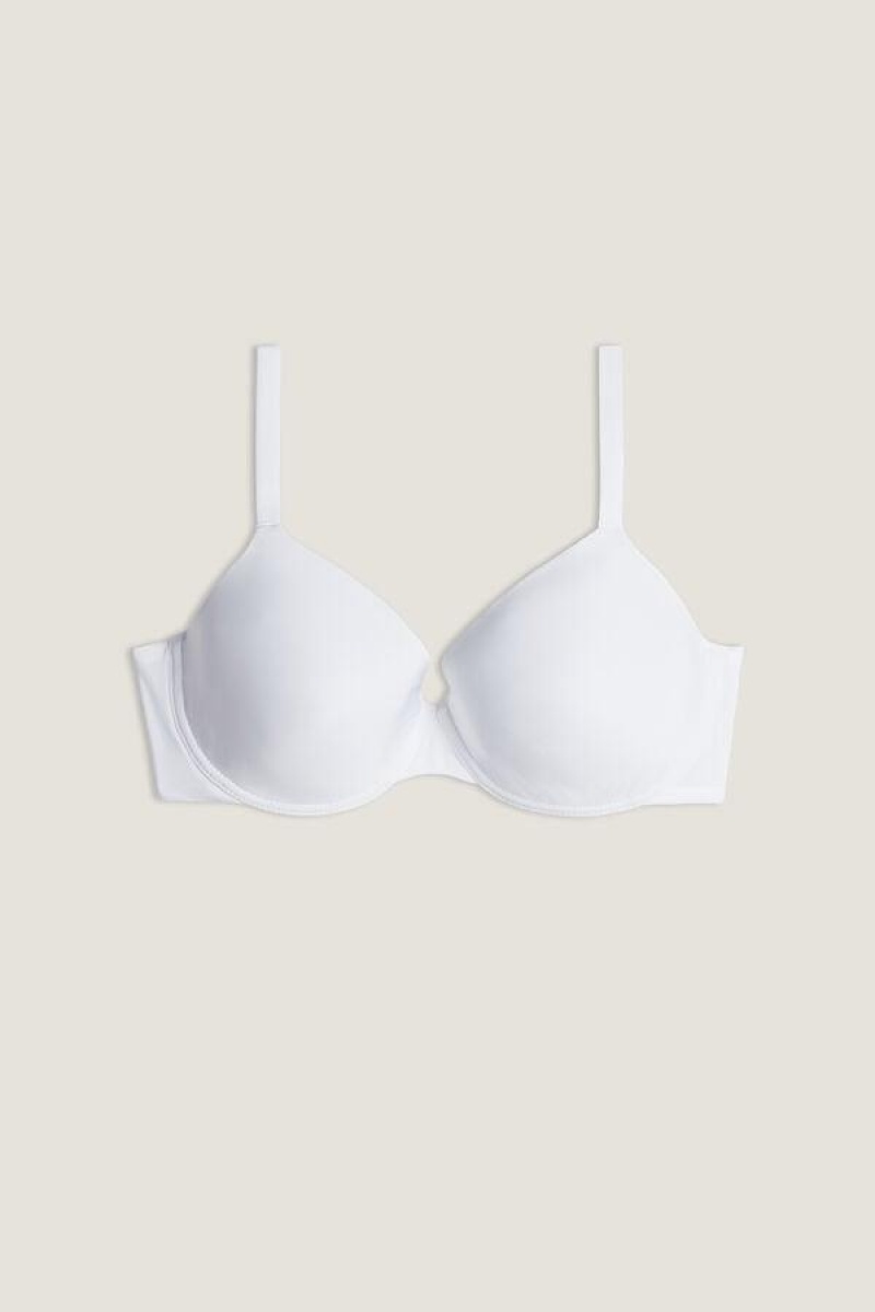 Intimissimi Francesca Ultralight Microfiber Balconette Women's Bras White | USA 1104GLQ