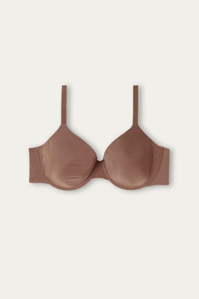 Intimissimi Francesca Ultralight Microfiber Balconette Women's Bras Dark Beige | USA 1600JJE