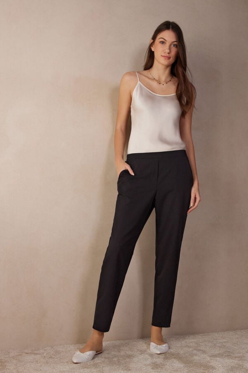 Intimissimi Full Length with Pockets Women's Pants Black | USA 1794EXG